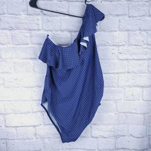 Motherhood maternity one piece swimsuit large blue